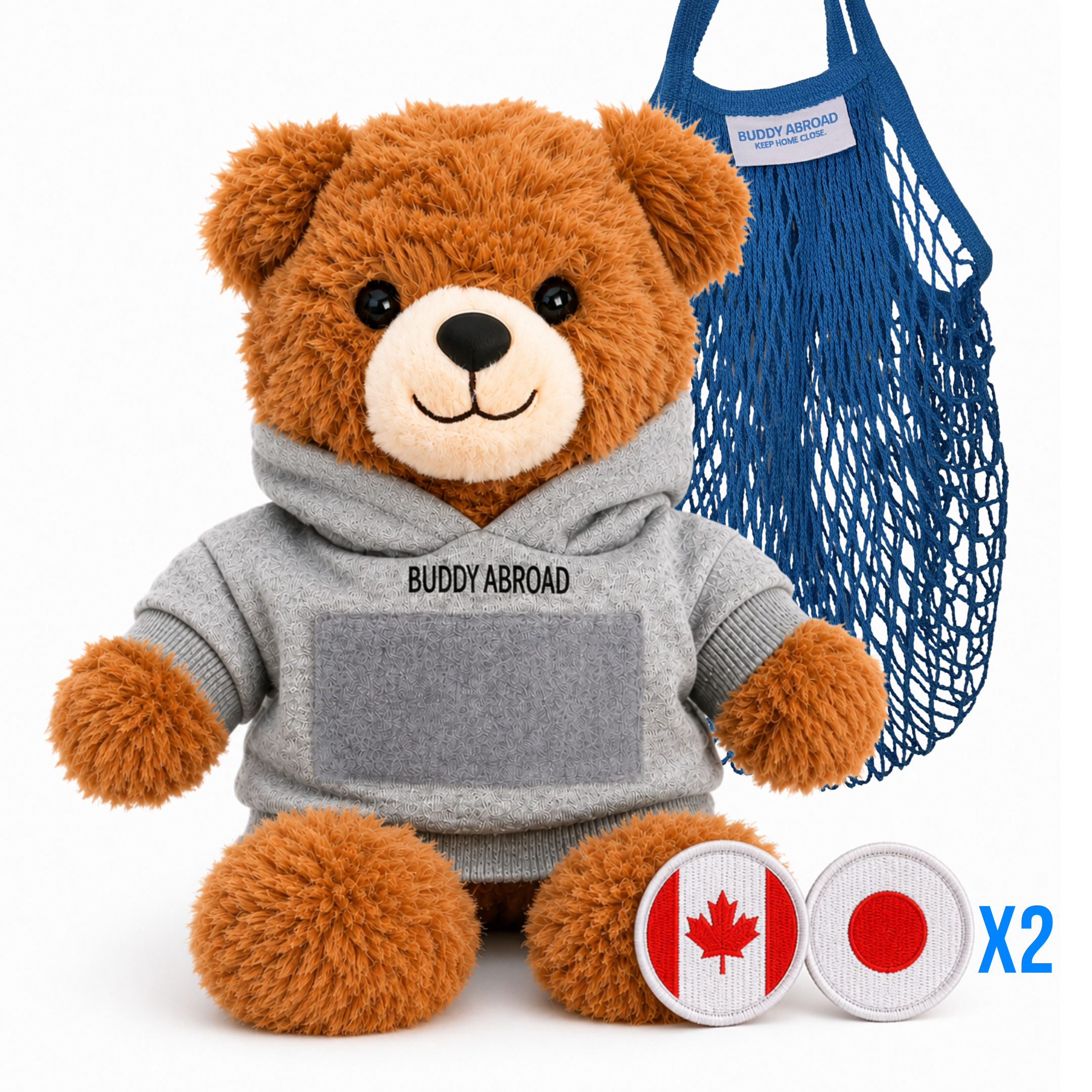 Buddy Abroad Bear + 2 Country Flags